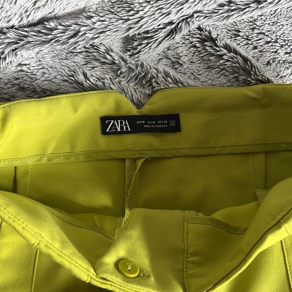 Lime green high waist Zara dress pants M/28 - Picture 3 of 7